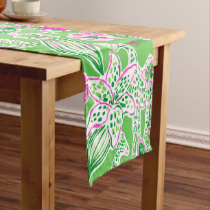 Chemin De Table Court Giraffes Preppy Lily Rose Vert