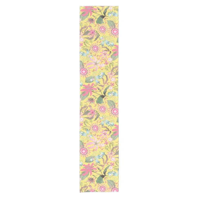 Chemin De Table Court Glamor Floral Jaune (Devant)