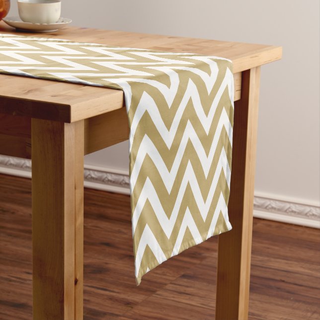 Chemin De Table Court Gold Modern Chevron Stripes (In Situ)