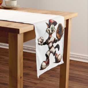 Chemin De Table Court Goofy Cat Baseball Pitcher Monte