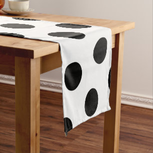 Chemin De Table Court Grand Motif noir Polka - Couleur blanche personnal