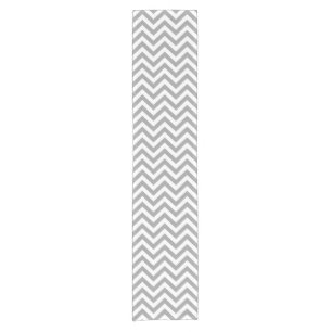 Chemin De Table Court Gris foncé Blanc Grand Motif Chevron ZigZag