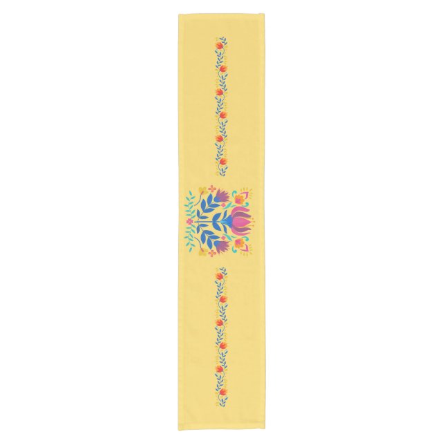 Chemin De Table Court Harvest Gold Mexicain Inspiré Floral Table Runer (Devant)