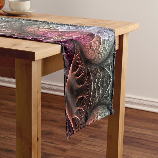 Chemin De Table Court Heartbeat, Abstrait surreal Imaginaire Fractal Art (In Situ)