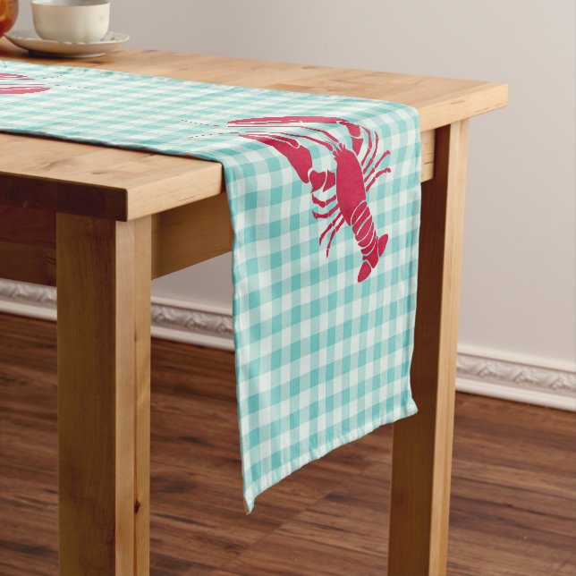 Chemin De Table Court Homard sur En vichy bleu (In Situ)