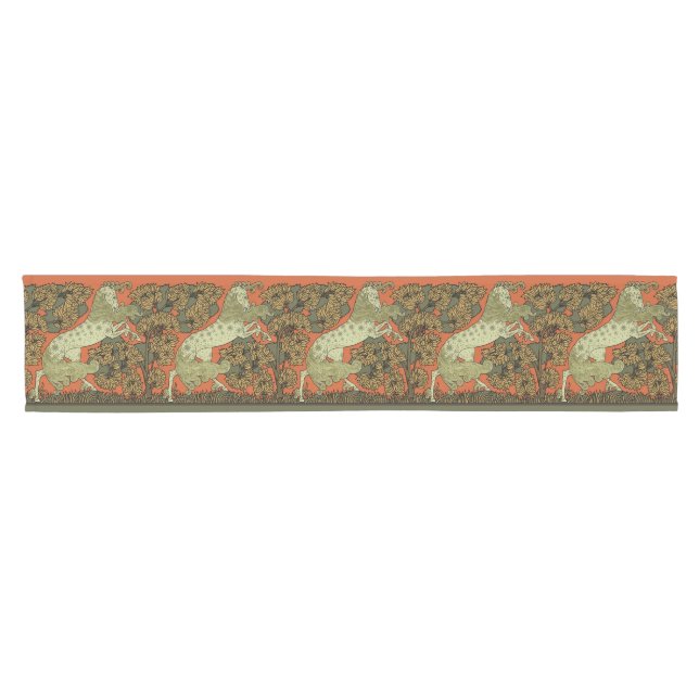 Chemin De Table Court Horse Arts médiévaux Artisanat Art Nouveau (Horizontal)