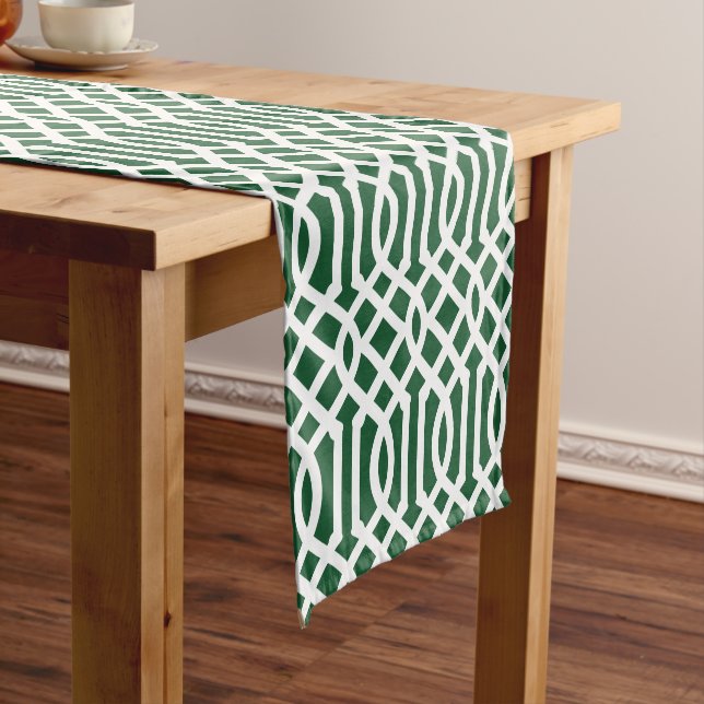Chemin De Table Court Hunter Green Trellis (In Situ)