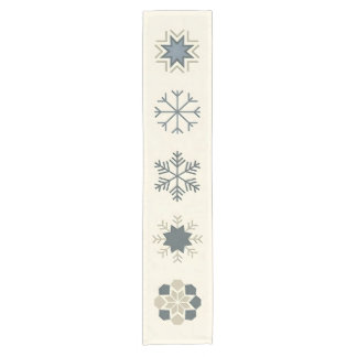 Chemin De Table Court Icônes élégantes de flocons de neige géométriques