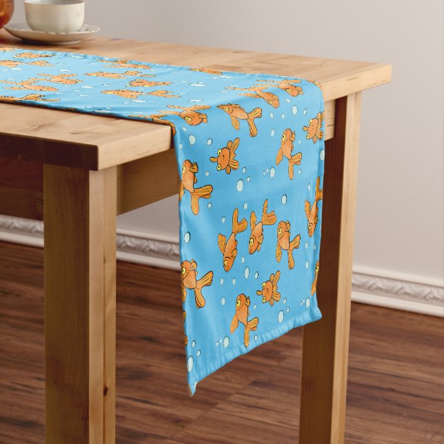 Chemin De Table Court Illustration de caricature de poisson rouge orange (In Situ)