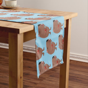 Chemin De Table Court Illustration de dessin animé de capybara ukulele