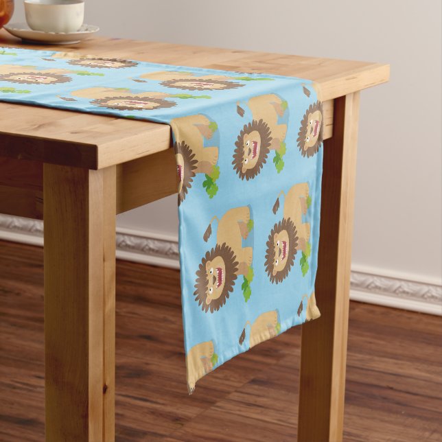 Chemin De Table Court Illustration de l'effervescence de lions heureux (In Situ)