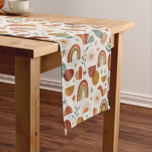 Chemin De Table Court Illustration géométrique rétro bohème soleil arc-e