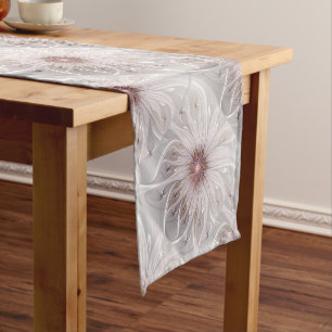 Chemin De Table Court Imaginaire Floral, Abstraite Fleur Pastel Moderne