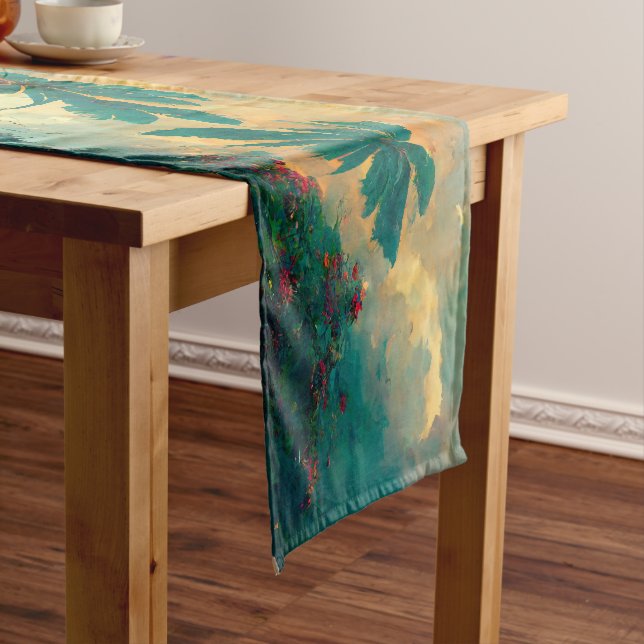 Chemin De Table Court Imaginaire tropical Mer & Palmiers (In Situ)