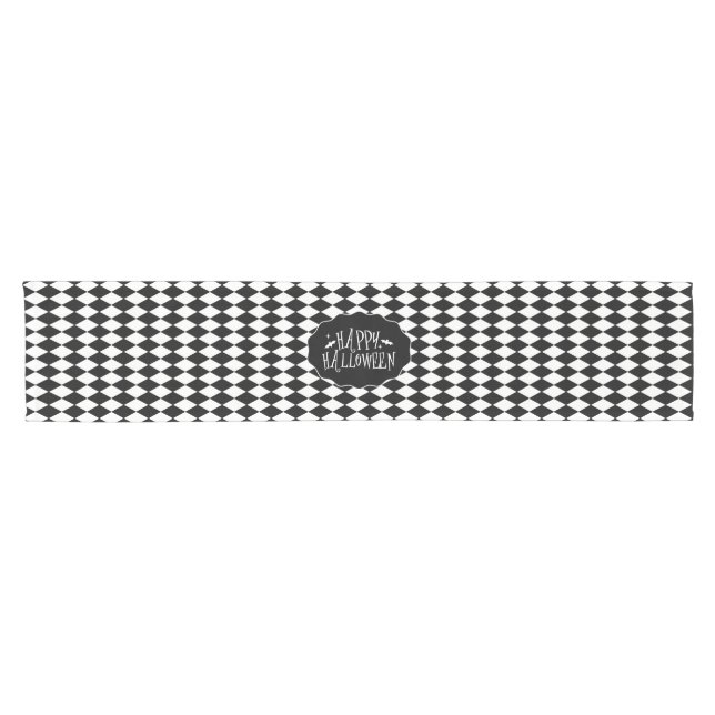 Chemin De Table Court Impression diamant Harlequin Halloween (Horizontal)