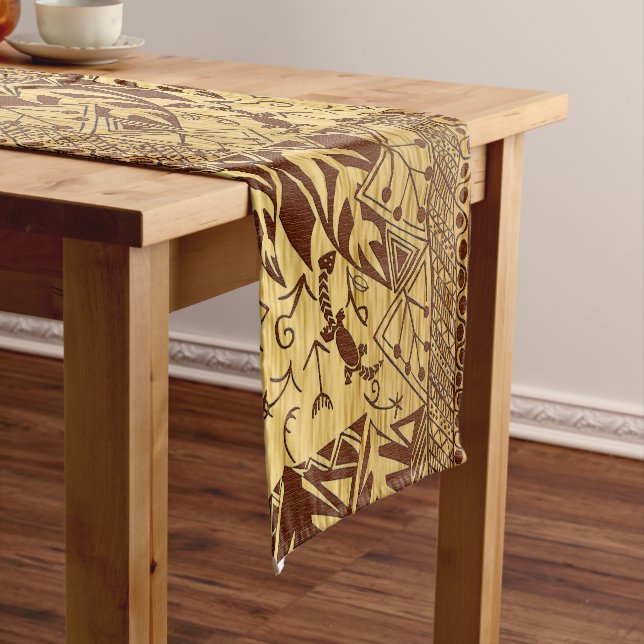 Chemin De Table Court Impression Motif Jungle Africain (In Situ)