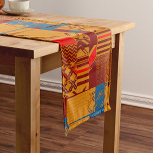 Chemin de table court imprimé géométrique afrocent
