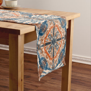 Chemin De Table Court Inspiré par la Turquie : Texturé Marine & Terracot