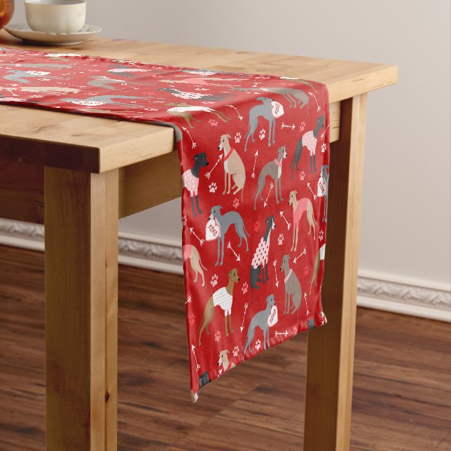 Chemin De Table Court Italien Greyhound Valentine Motif Short Table Ru (In Situ)
