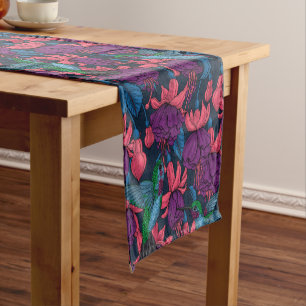 Chemin De Table Court Jardin des colibris en violet et bleu