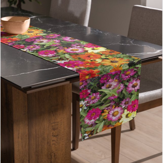 Chemin De Table Court Jardin floral de Zinnia (In Situ)