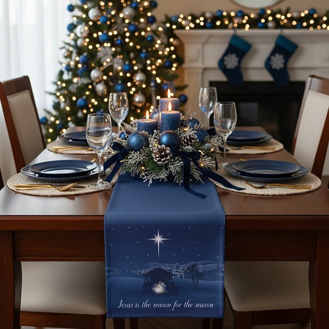 Chemin De Table Court Jésus est la raison de la Nativité (Créateur téléchargé)