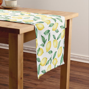 Chemin De Table Court Jolie aquarelle Citrus citron - Cuisine d'été