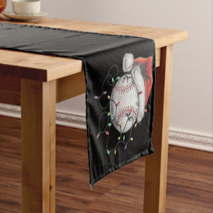 Chemin De Table Court Joueur de baseball de Noël Santa Sports
