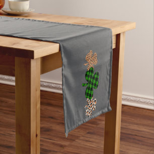 Chemin De Table Court Jour de la Saint Patrick Lucky Irish Green Plaid S