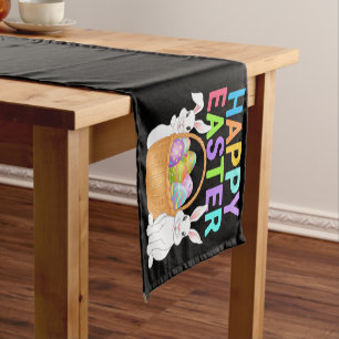 Chemin De Table Court Joyeuses Pâques 2025 Œufs Lapin Mignon