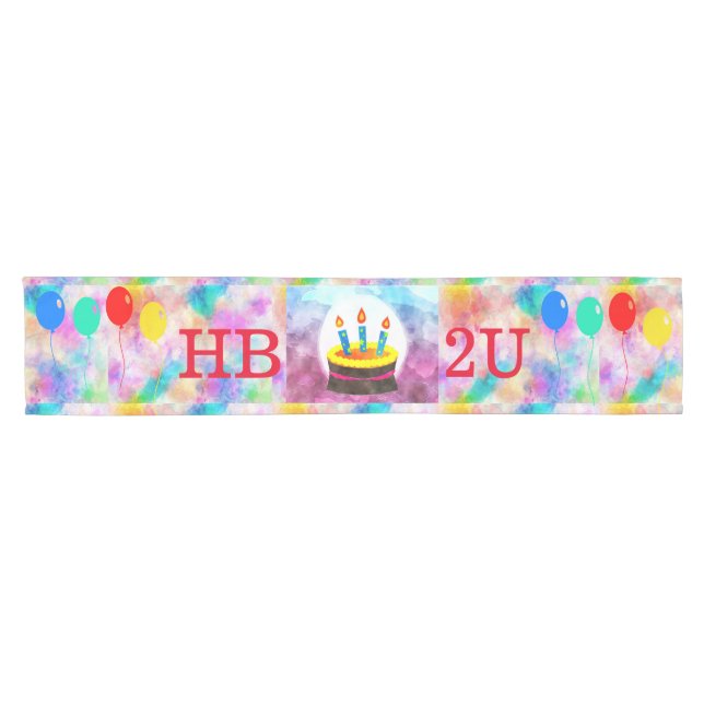 Chemin De Table Court Joyeux coureur de table d'anniversaire (Horizontal)