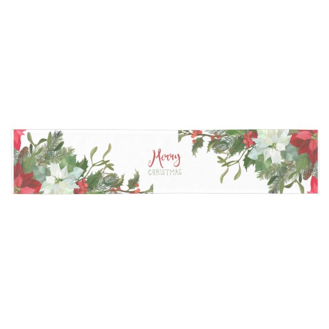 Chemin De Table Court Joyeux Noël de verdure (Horizontal)