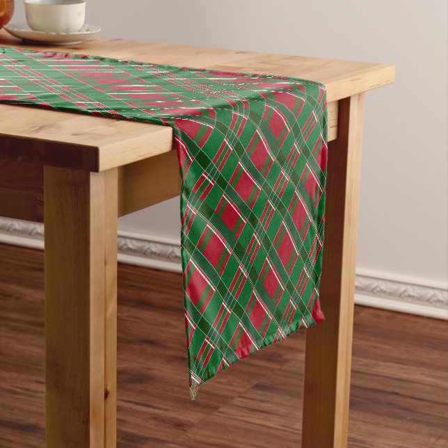 Chemin De Table Court Joyeux Noël rouge et vert plaid (In Situ)