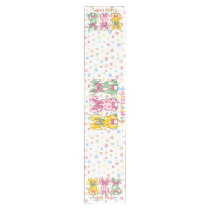 Chemin De Table Court Joyeux Pâques Polka Dot Bunnies Pâques