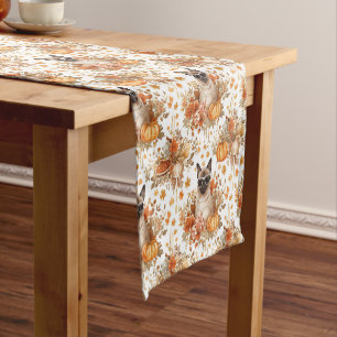 Chemin De Table Court Joyeux Thanksgiving avec Citrouille et Fleur pour