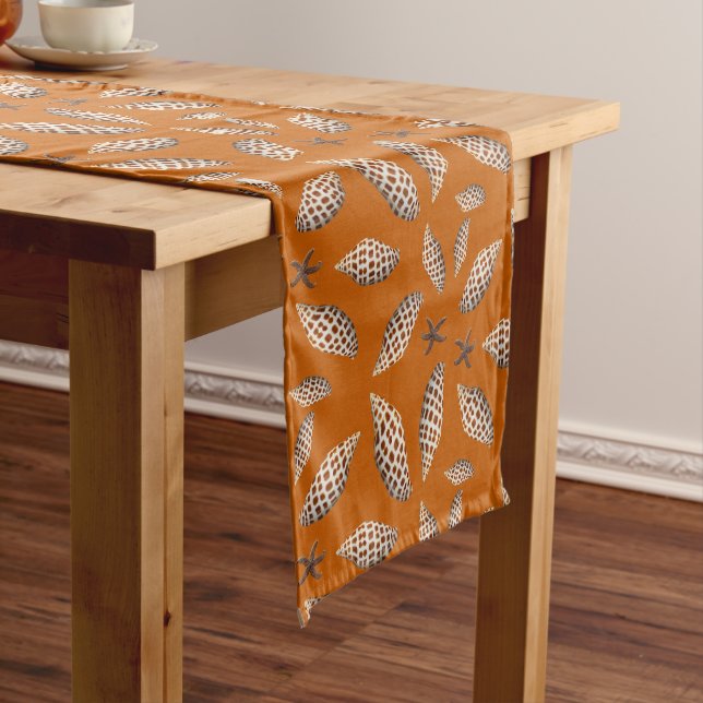 Chemin De Table Court Junonia Seashells Motif Orange Tropical Table (In Situ)