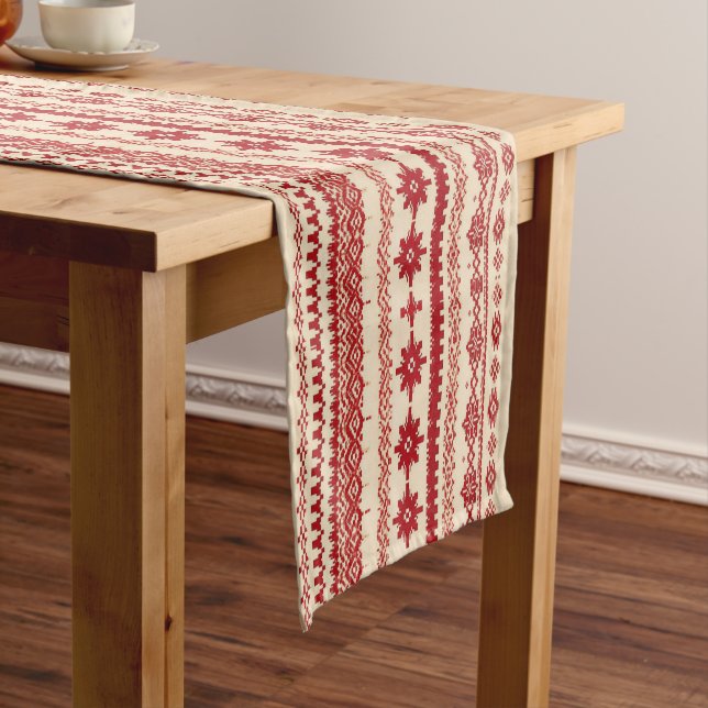 Chemin De Table Court  Knitted-Pattern   look   Nordic    folk art style (In Situ)
