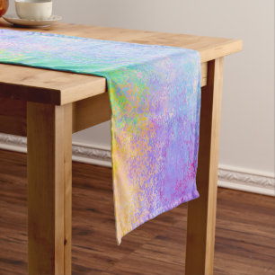 Chemin De Table Court Lavender Sunrise Pastel Neon Encre d'alcool Abstra