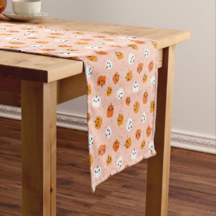 Chemin De Table Court Le Citrouille Cute Kawaii fait face au Motif
