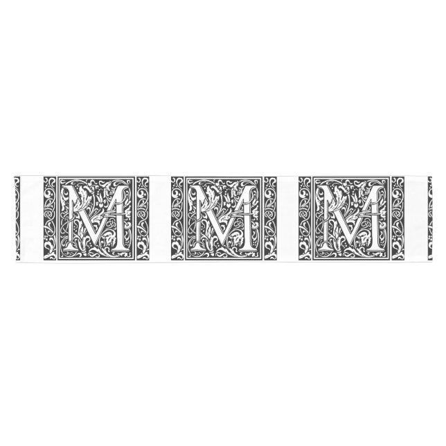 Chemin De Table Court Lettre M Monogramme médiéval Art Nouveau (Horizontal)