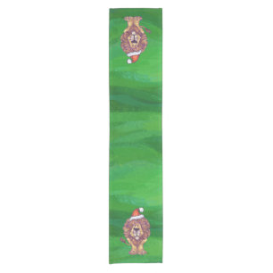 Chemin De Table Court Lion Christmas on Green