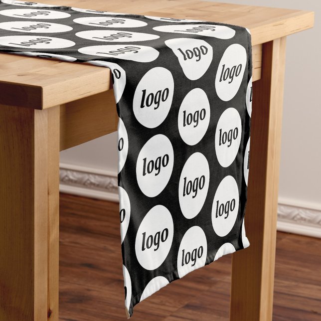 Chemin De Table Court Logo Motif Entreprise Promotion Marque Noir (Simple logo pattern business promotional black table runner)