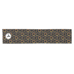 Chemin De Table Court Lot Éclipsez Mid-Century Modern Black et Gold