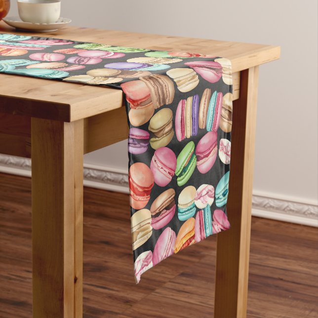 Chemin De Table Court Macarons Aquarelle tendance et artistique Imprimer (In Situ)
