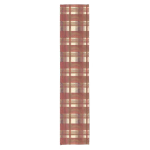 Chemin De Table Court Madras Plaid Fall Red