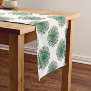 Chemin De Table Court Mandala coloré de paon masculin