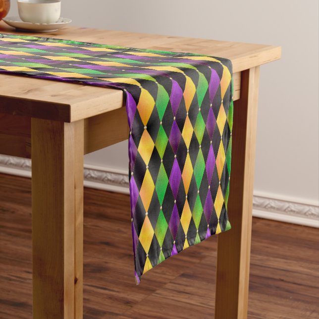 Chemin De Table Court Mardi Gras Couleurs Diamond Harlequin Jacquard - N (In Situ)