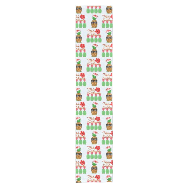 Chemin De Table Court Mele Kalikimaka Hawaiian Pineappy Joyeux Noël (Devant)