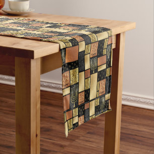 Chemin De Table Court Menorahas carrelées élégamment joyeuses 14 x 72