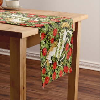 Chemin De Table Court Merry Christmas Unicorn Red Green White